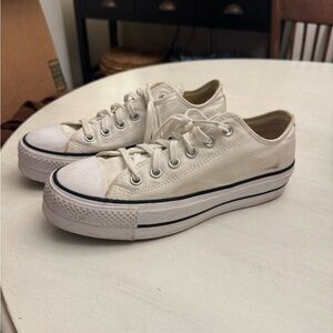 Converse Platform Low Top White Canvas Chuck Taylor Sneakers
